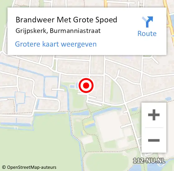 Locatie op kaart van de 112 melding: Brandweer Met Grote Spoed Naar Grijpskerk, Burmanniastraat op 6 april 2022 10:55