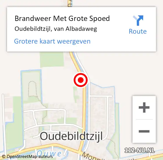 Locatie op kaart van de 112 melding: Brandweer Met Grote Spoed Naar Oudebildtzijl, van Albadaweg op 6 april 2022 10:57