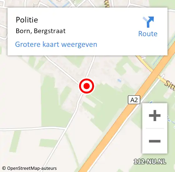 Locatie op kaart van de 112 melding: Politie Born, Bergstraat op 6 april 2022 11:21