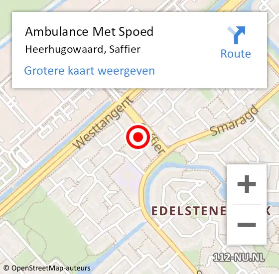 Locatie op kaart van de 112 melding: Ambulance Met Spoed Naar Heerhugowaard, Saffier op 6 april 2022 12:02