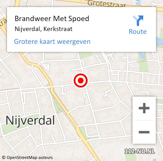 Locatie op kaart van de 112 melding: Brandweer Met Spoed Naar Nijverdal, Kerkstraat op 6 april 2022 12:04