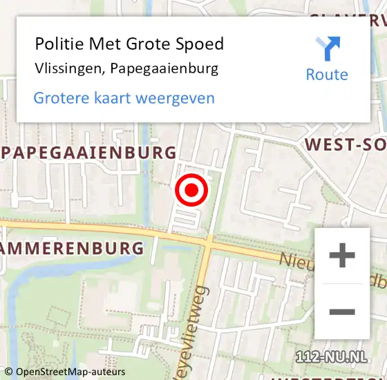 Locatie op kaart van de 112 melding: Politie Met Grote Spoed Naar Vlissingen, Papegaaienburg op 6 april 2022 12:09