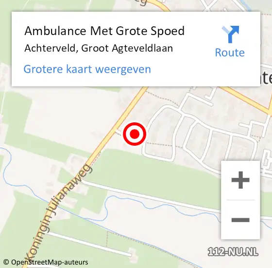 Locatie op kaart van de 112 melding: Ambulance Met Grote Spoed Naar Achterveld, Groot Agteveldlaan op 6 april 2022 12:15