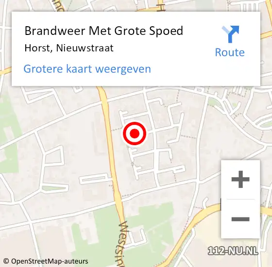 Locatie op kaart van de 112 melding: Brandweer Met Grote Spoed Naar Horst, Nieuwstraat op 6 april 2022 12:17