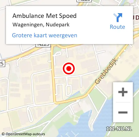 Locatie op kaart van de 112 melding: Ambulance Met Spoed Naar Wageningen, Nudepark op 6 april 2022 12:30