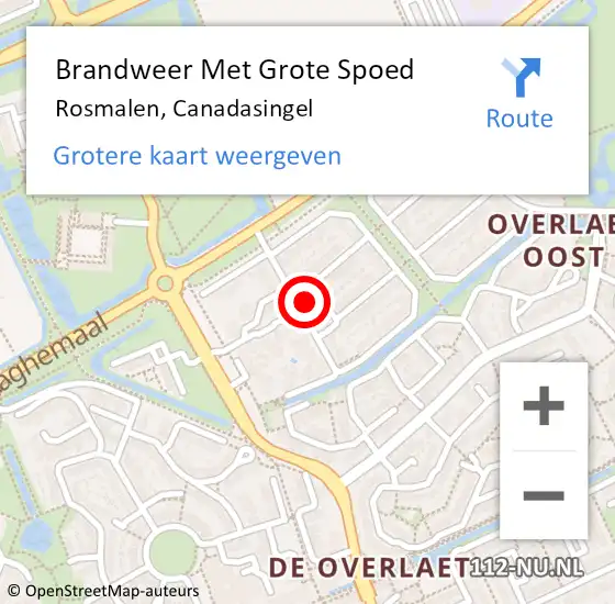 Locatie op kaart van de 112 melding: Brandweer Met Grote Spoed Naar Rosmalen, Canadasingel op 6 april 2022 13:12