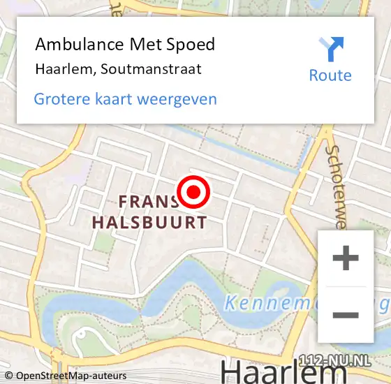 Locatie op kaart van de 112 melding: Ambulance Met Spoed Naar Haarlem, Soutmanstraat op 6 april 2022 13:27