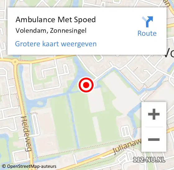 Locatie op kaart van de 112 melding: Ambulance Met Spoed Naar Volendam, Zonnesingel op 6 april 2022 13:29