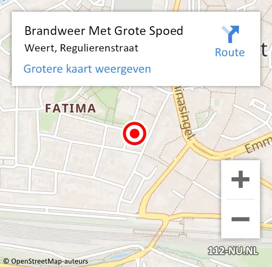 Locatie op kaart van de 112 melding: Brandweer Met Grote Spoed Naar Weert, Regulierenstraat op 6 april 2022 13:35