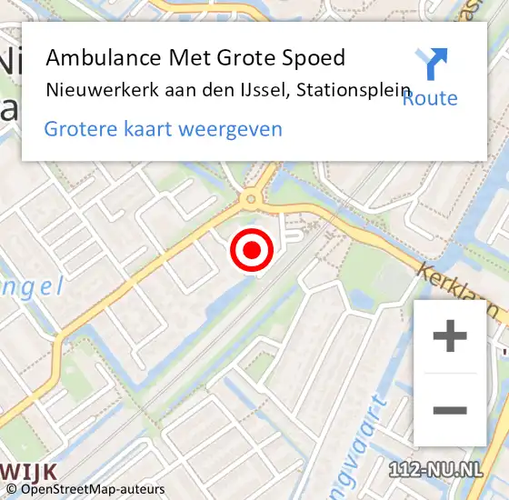 Locatie op kaart van de 112 melding: Ambulance Met Grote Spoed Naar Nieuwerkerk aan den IJssel, Stationsplein op 6 april 2022 13:43