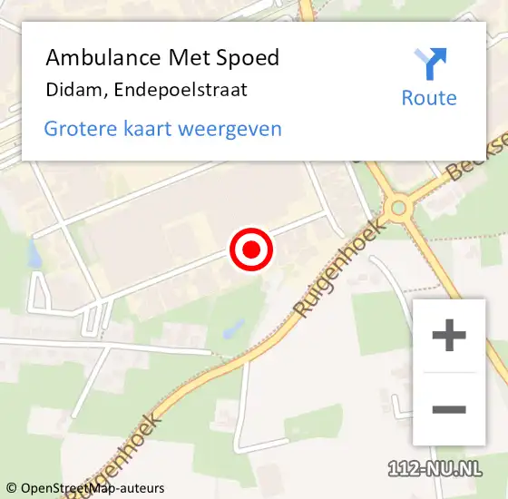 Locatie op kaart van de 112 melding: Ambulance Met Spoed Naar Didam, Endepoelstraat op 6 april 2022 13:50