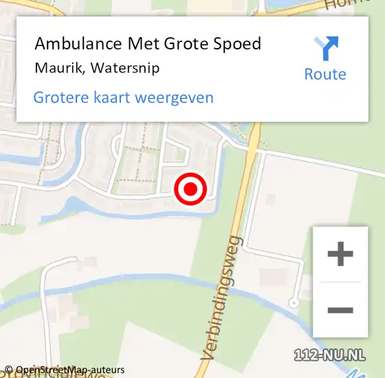 Locatie op kaart van de 112 melding: Ambulance Met Grote Spoed Naar Maurik, Watersnip op 6 april 2022 14:16