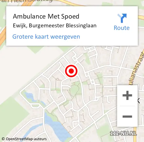 Locatie op kaart van de 112 melding: Ambulance Met Spoed Naar Ewijk, Burgemeester Blessinglaan op 6 april 2022 14:22