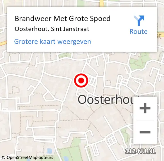 Locatie op kaart van de 112 melding: Brandweer Met Grote Spoed Naar Oosterhout, Sint Janstraat op 6 april 2022 14:23