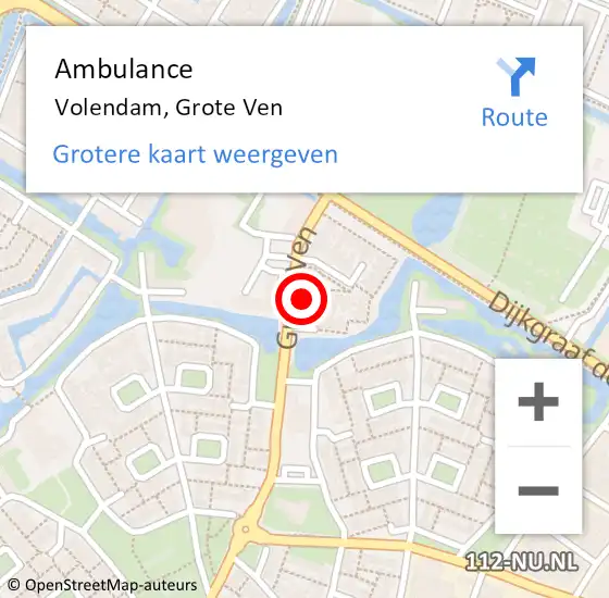 Locatie op kaart van de 112 melding: Ambulance Volendam, Grote Ven op 6 april 2022 14:54