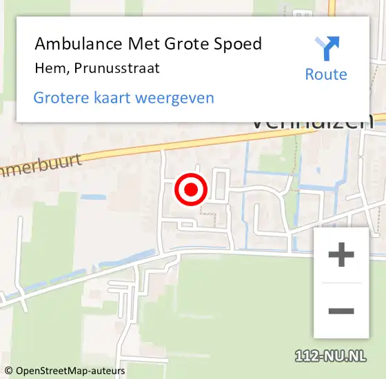 Locatie op kaart van de 112 melding: Ambulance Met Grote Spoed Naar Hem, Prunusstraat op 6 april 2022 15:02