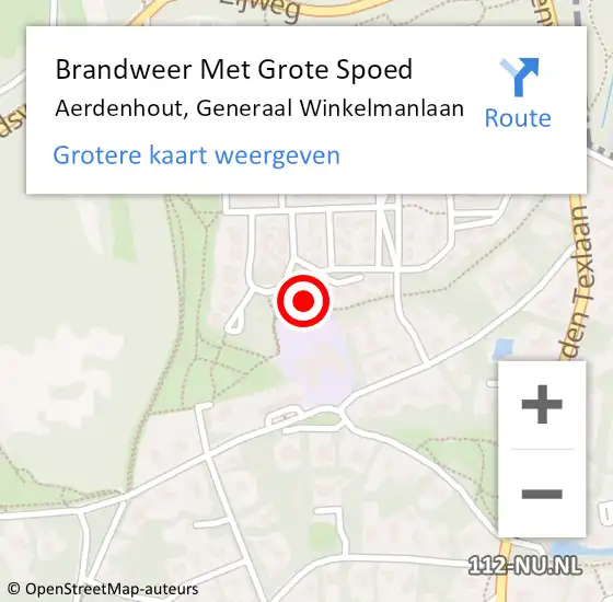 Locatie op kaart van de 112 melding: Brandweer Met Grote Spoed Naar Aerdenhout, Generaal Winkelmanlaan op 6 april 2022 15:11