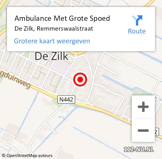 Locatie op kaart van de 112 melding: Ambulance Met Grote Spoed Naar De Zilk, Remmerswaalstraat op 6 april 2022 15:15