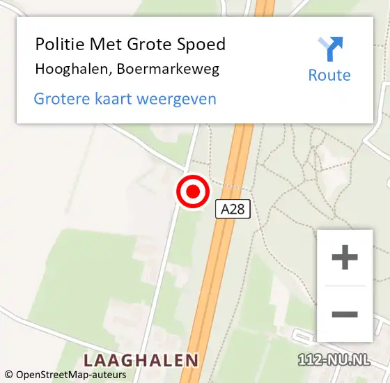 Locatie op kaart van de 112 melding: Politie Met Grote Spoed Naar Hooghalen, Boermarkeweg op 6 april 2022 15:46