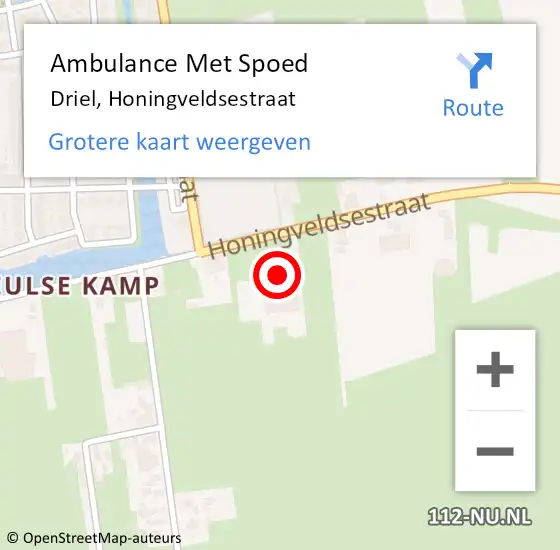 Locatie op kaart van de 112 melding: Ambulance Met Spoed Naar Driel, Honingveldsestraat op 6 april 2022 15:54