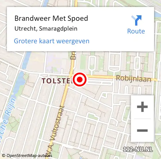 Locatie op kaart van de 112 melding: Brandweer Met Spoed Naar Utrecht, Smaragdplein op 6 april 2022 16:00