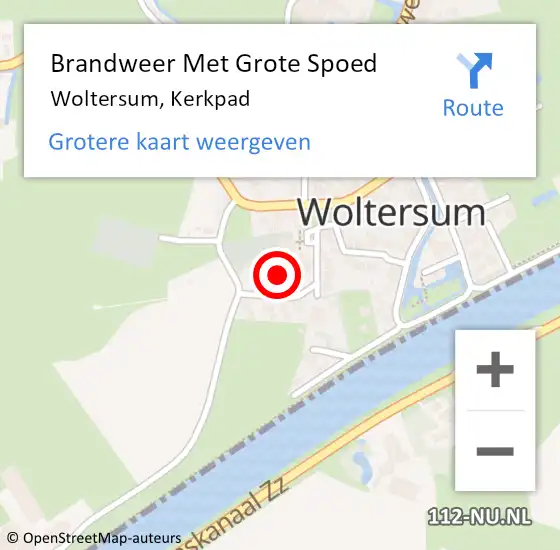 Locatie op kaart van de 112 melding: Brandweer Met Grote Spoed Naar Woltersum, Kerkpad op 8 oktober 2013 08:56