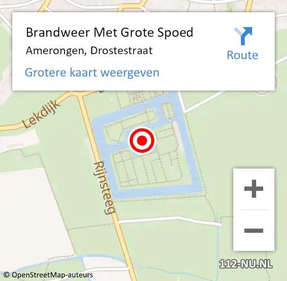 Locatie op kaart van de 112 melding: Brandweer Met Grote Spoed Naar Amerongen, Drostestraat op 6 april 2022 16:52