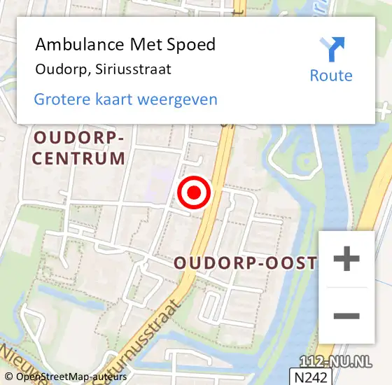 Locatie op kaart van de 112 melding: Ambulance Met Spoed Naar Oudorp, Siriusstraat op 6 april 2022 17:10