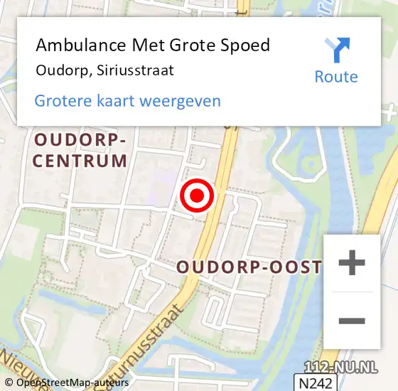 Locatie op kaart van de 112 melding: Ambulance Met Grote Spoed Naar Oudorp, Siriusstraat op 6 april 2022 17:11