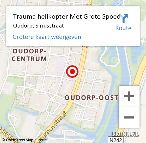 Locatie op kaart van de 112 melding: Trauma helikopter Met Grote Spoed Naar Oudorp, Siriusstraat op 6 april 2022 17:11