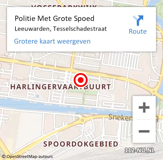 Locatie op kaart van de 112 melding: Politie Met Grote Spoed Naar Leeuwarden, Tesselschadestraat op 6 april 2022 17:17