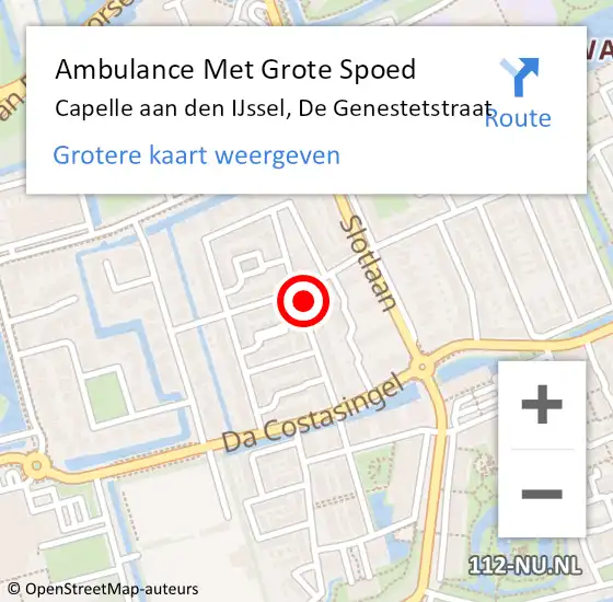 Locatie op kaart van de 112 melding: Ambulance Met Grote Spoed Naar Capelle aan den IJssel, De Genestetstraat op 6 april 2022 17:23