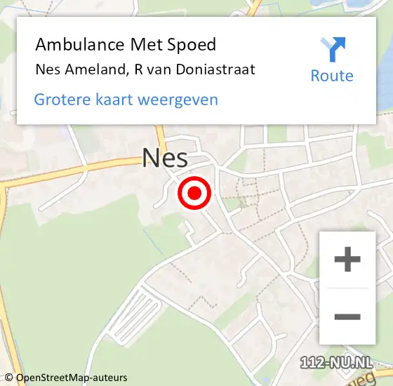 Locatie op kaart van de 112 melding: Ambulance Met Spoed Naar Nes Ameland, R van Doniastraat op 13 juli 2014 15:19