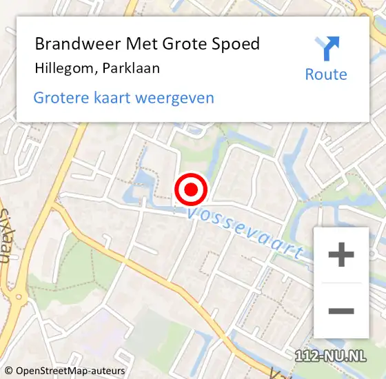 Locatie op kaart van de 112 melding: Brandweer Met Grote Spoed Naar Hillegom, Parklaan op 6 april 2022 17:33