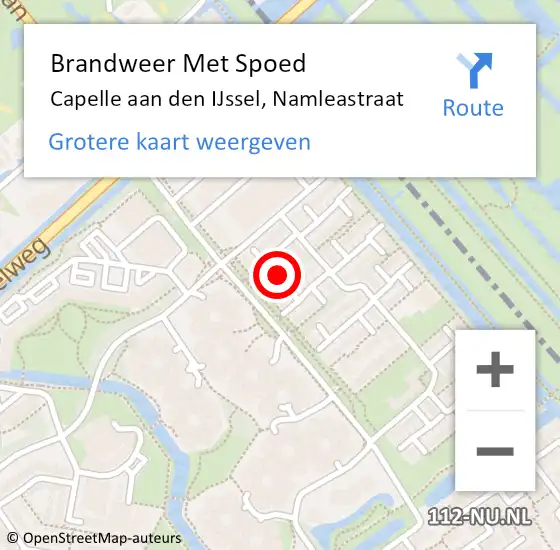 Locatie op kaart van de 112 melding: Brandweer Met Spoed Naar Capelle aan den IJssel, Namleastraat op 6 april 2022 17:35