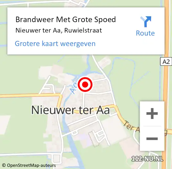 Locatie op kaart van de 112 melding: Brandweer Met Grote Spoed Naar Nieuwer ter Aa, Ruwielstraat op 6 april 2022 17:44