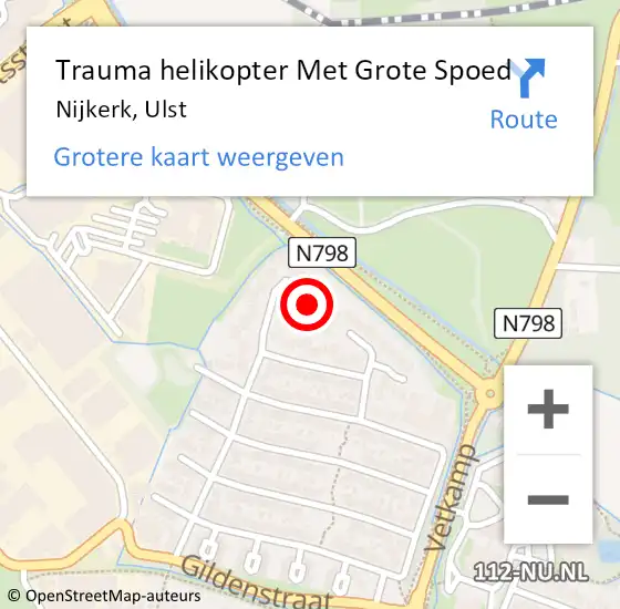 Locatie op kaart van de 112 melding: Trauma helikopter Met Grote Spoed Naar Nijkerk, Ulst op 6 april 2022 17:45