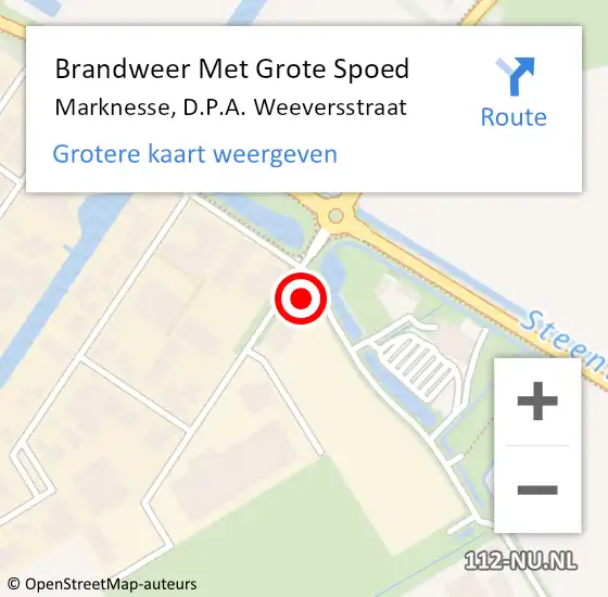 Locatie op kaart van de 112 melding: Brandweer Met Grote Spoed Naar Marknesse, D.P.A. Weeversstraat op 6 april 2022 17:55