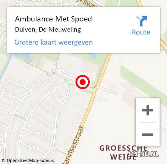 Locatie op kaart van de 112 melding: Ambulance Met Spoed Naar Duiven, De Nieuweling op 6 april 2022 18:09