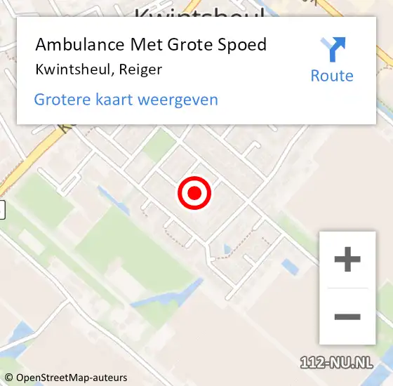 Locatie op kaart van de 112 melding: Ambulance Met Grote Spoed Naar Kwintsheul, Reiger op 6 april 2022 18:28