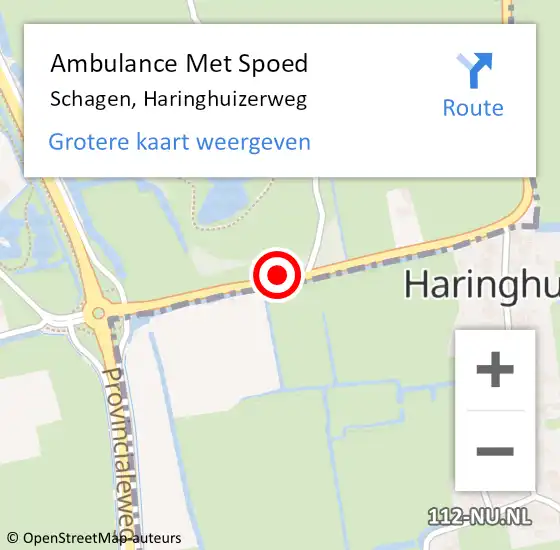 Locatie op kaart van de 112 melding: Ambulance Met Spoed Naar Schagen, Haringhuizerweg op 6 april 2022 18:40