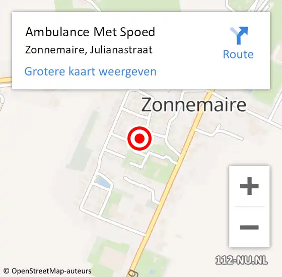 Locatie op kaart van de 112 melding: Ambulance Met Spoed Naar Zonnemaire, Julianastraat op 13 juli 2014 15:27