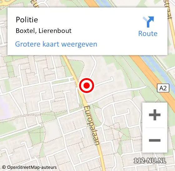 Locatie op kaart van de 112 melding: Politie Boxtel, Lierenbout op 6 april 2022 19:11