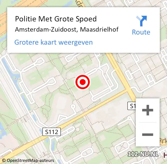 Locatie op kaart van de 112 melding: Politie Met Grote Spoed Naar Amsterdam-Zuidoost, Maasdrielhof op 6 april 2022 19:15