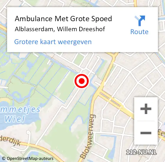 Locatie op kaart van de 112 melding: Ambulance Met Grote Spoed Naar Alblasserdam, Willem Dreeshof op 6 april 2022 19:26