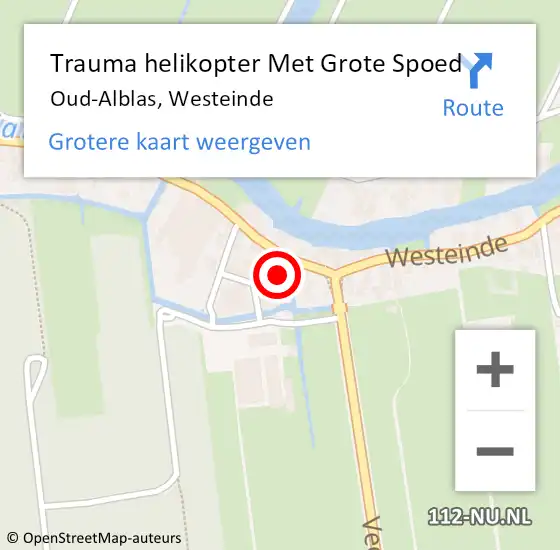 Locatie op kaart van de 112 melding: Trauma helikopter Met Grote Spoed Naar Oud-Alblas, Westeinde op 6 april 2022 19:34