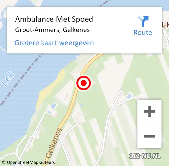 Locatie op kaart van de 112 melding: Ambulance Met Spoed Naar Groot-Ammers, Gelkenes op 6 april 2022 19:45