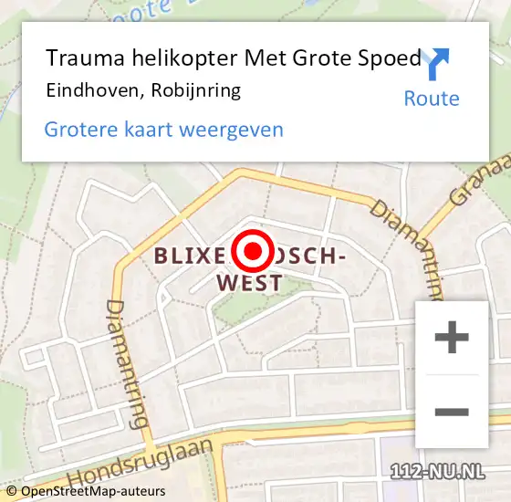 Locatie op kaart van de 112 melding: Trauma helikopter Met Grote Spoed Naar Eindhoven, Robijnring op 6 april 2022 20:10