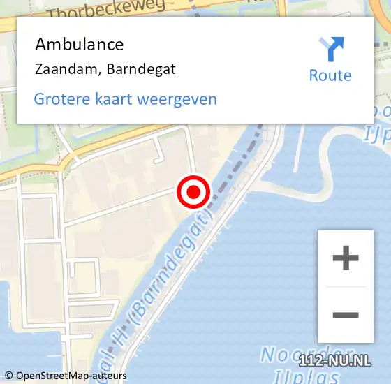 Locatie op kaart van de 112 melding: Ambulance Zaandam, Barndegat op 6 april 2022 20:16