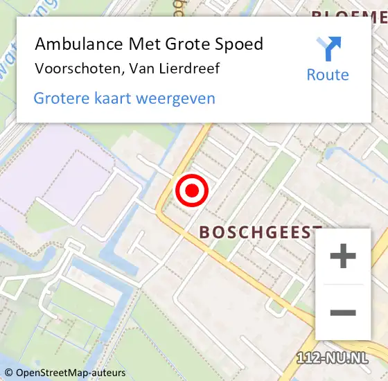 Locatie op kaart van de 112 melding: Ambulance Met Grote Spoed Naar Voorschoten, Van Lierdreef op 6 april 2022 20:29